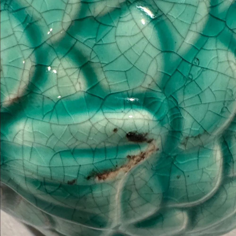 Tozai Home Turquoise Ceramic Fish with Crackle & Distessed Detail